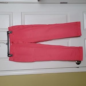JCrew utility pants in the color salmon